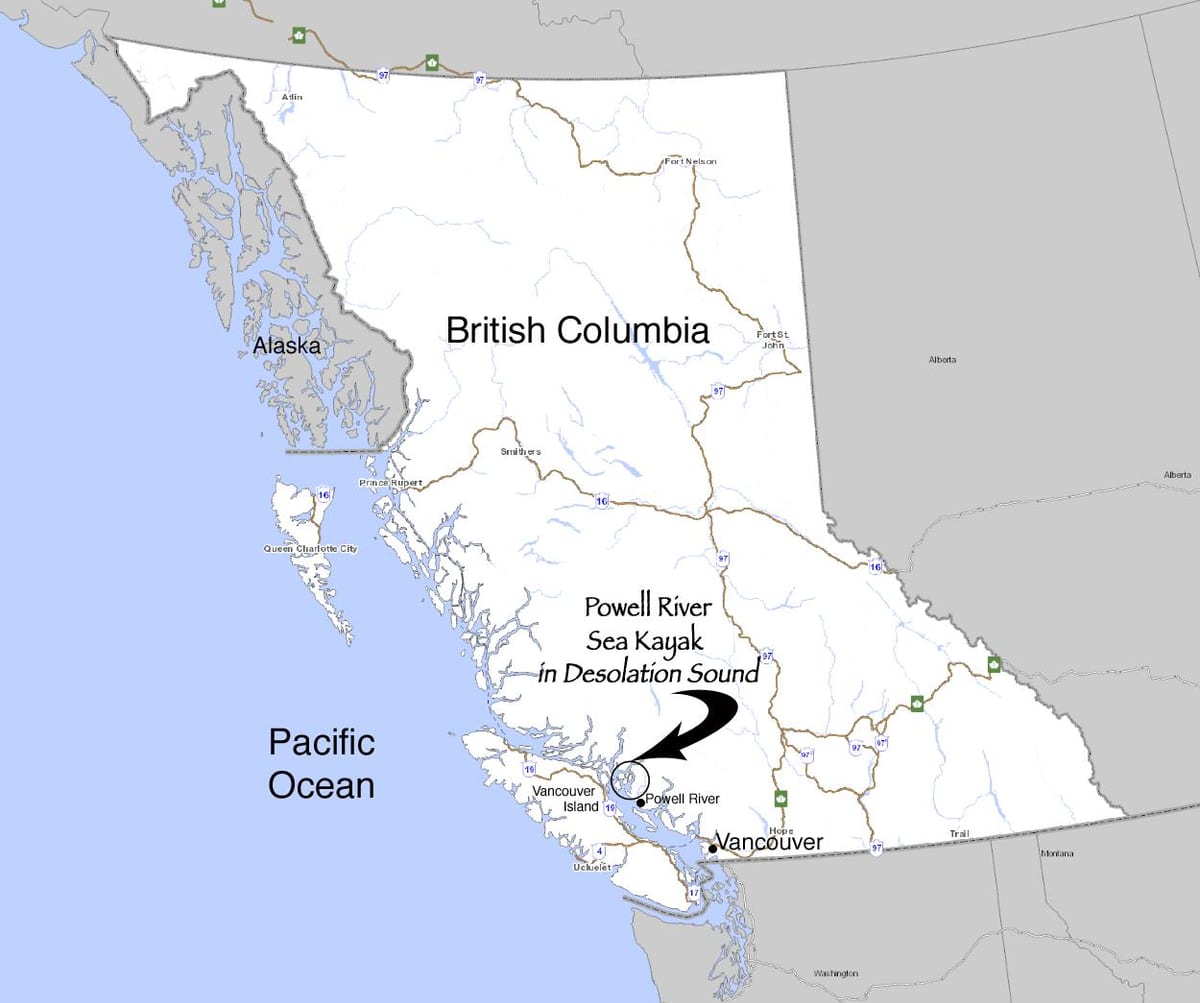 Karta över british columbia på