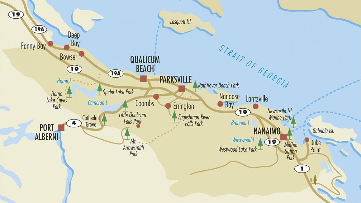 Karta över centrala vancouver island