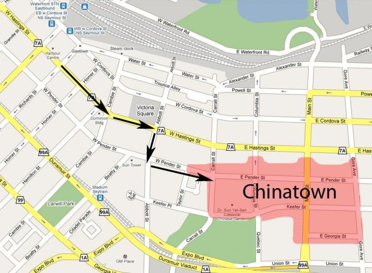Karta över chinatown vancouver
