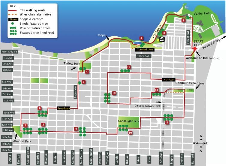 Karta över kitsilano vancouver