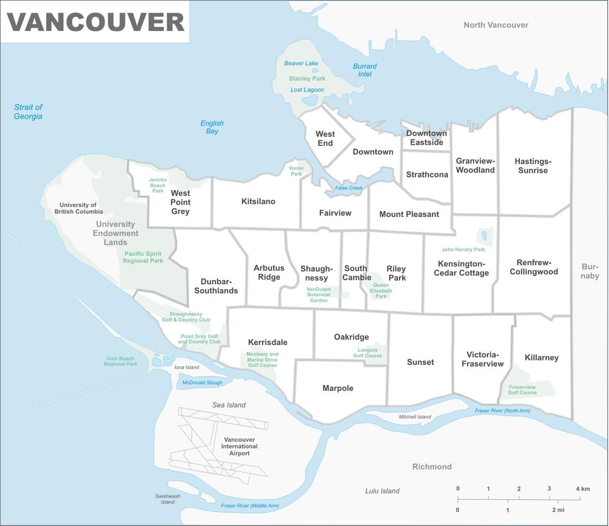 karta över vancouver och område