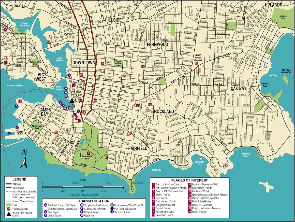 karta över vancouver i kanada och det omgivande området