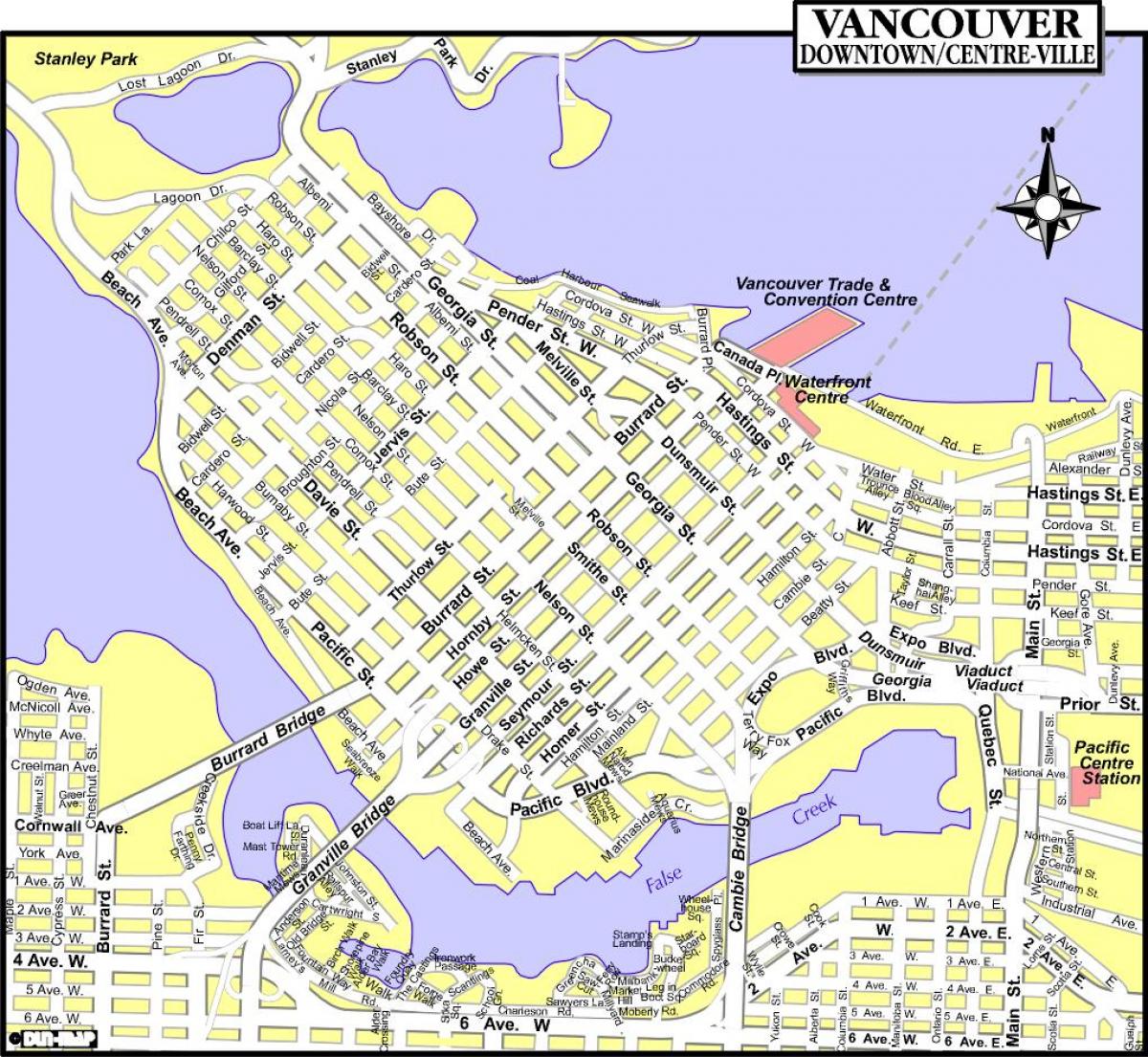 Karta över centrala vancouver bc