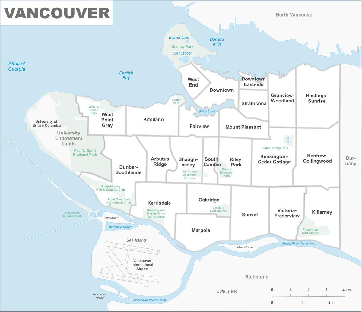 karta över vancouver och område