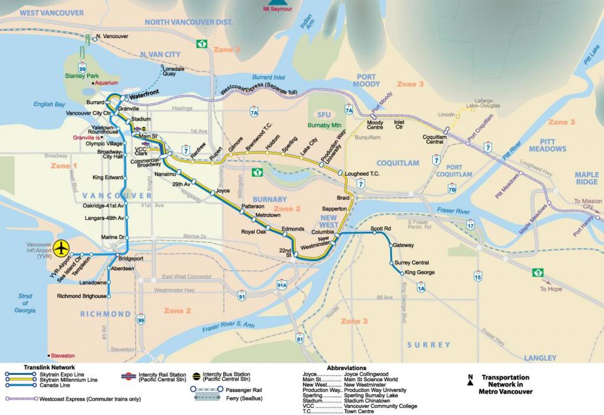 Karta över metro vancouver området