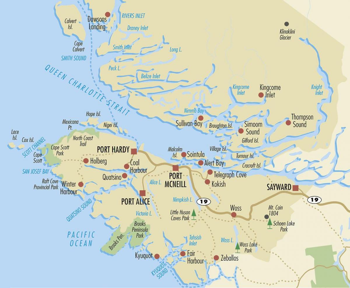 Karta över north vancouver island