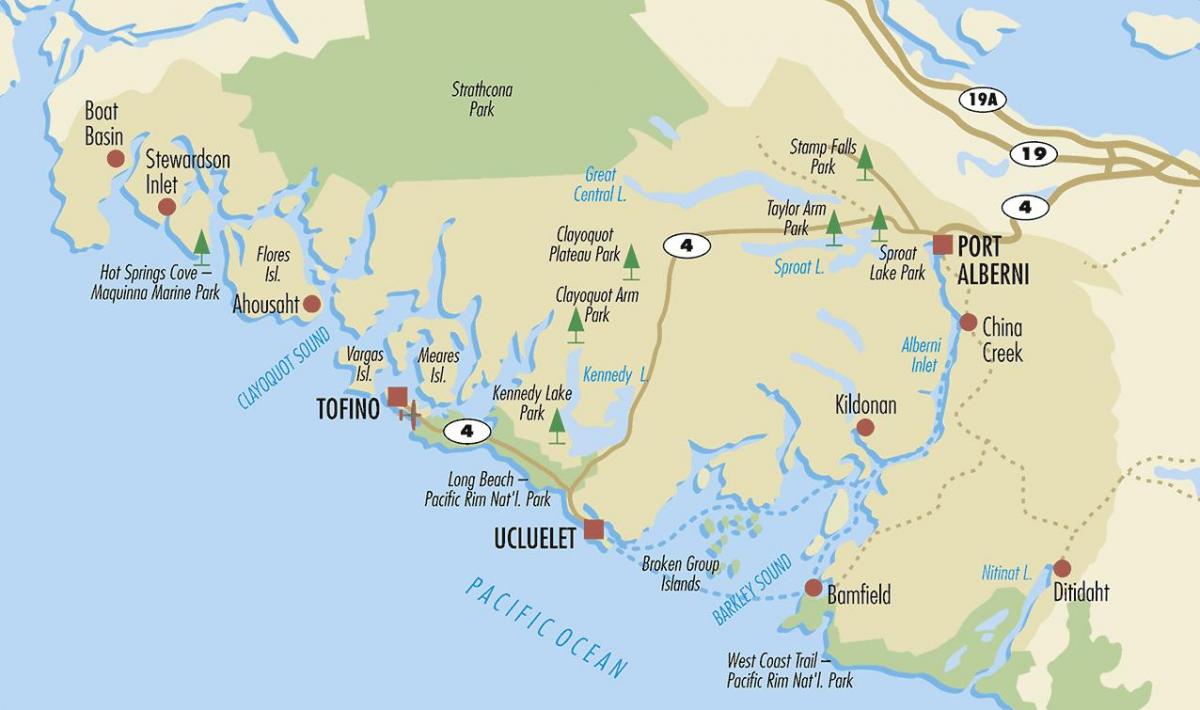 Karta över ucluelet vancouver island