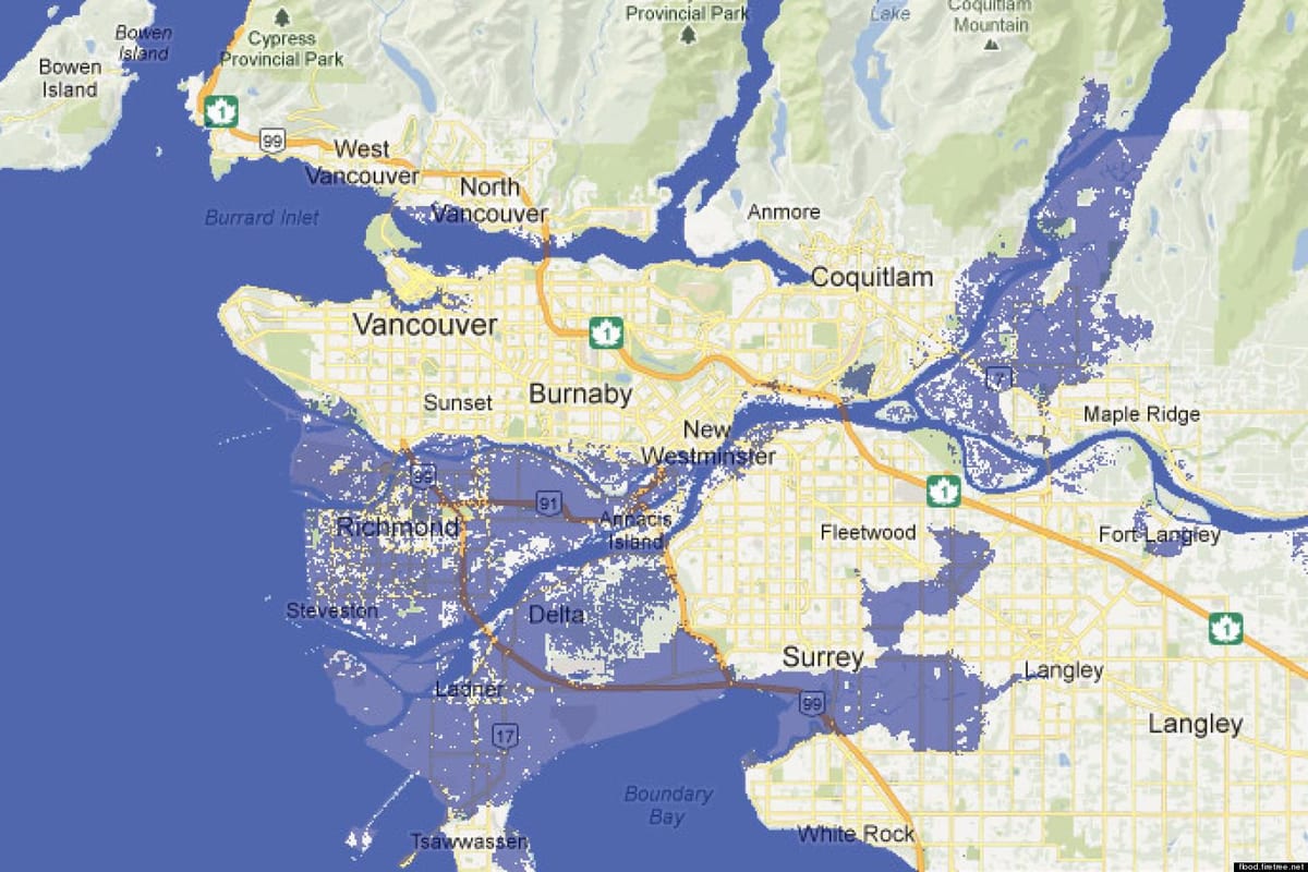 Karta över vancouver översvämning