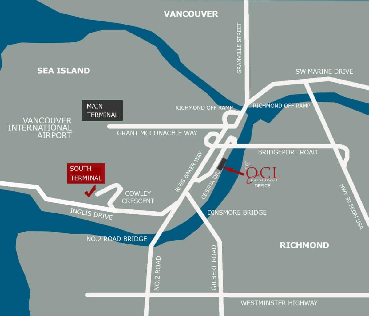 Karta över vancouver airport läge