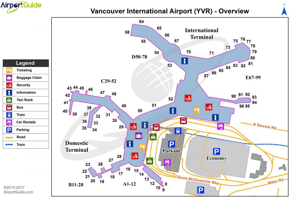 vancouver bc flygplats karta