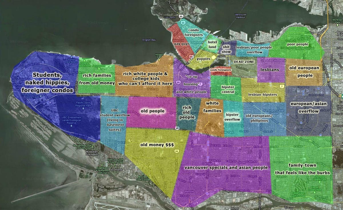 karta över vancouver och omgivande områden