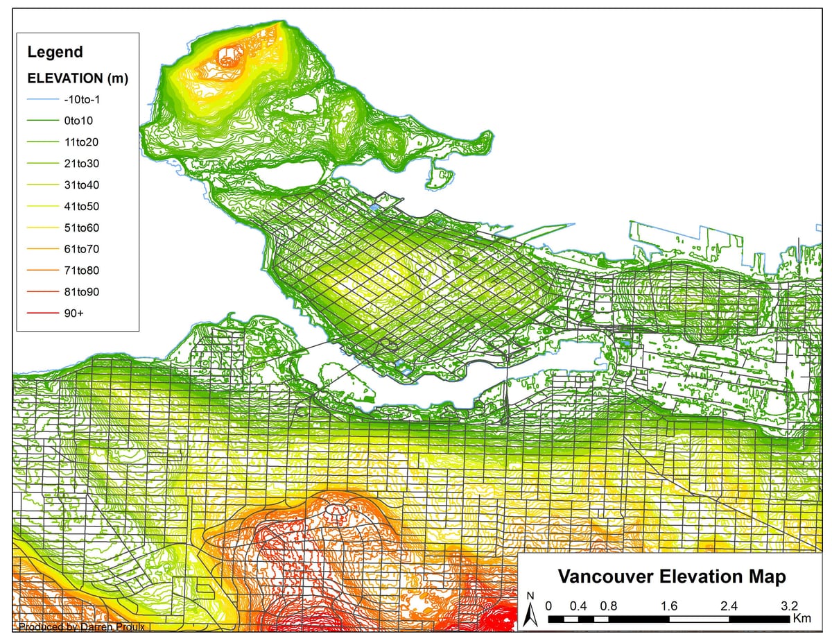 Karta över vancouver höjd