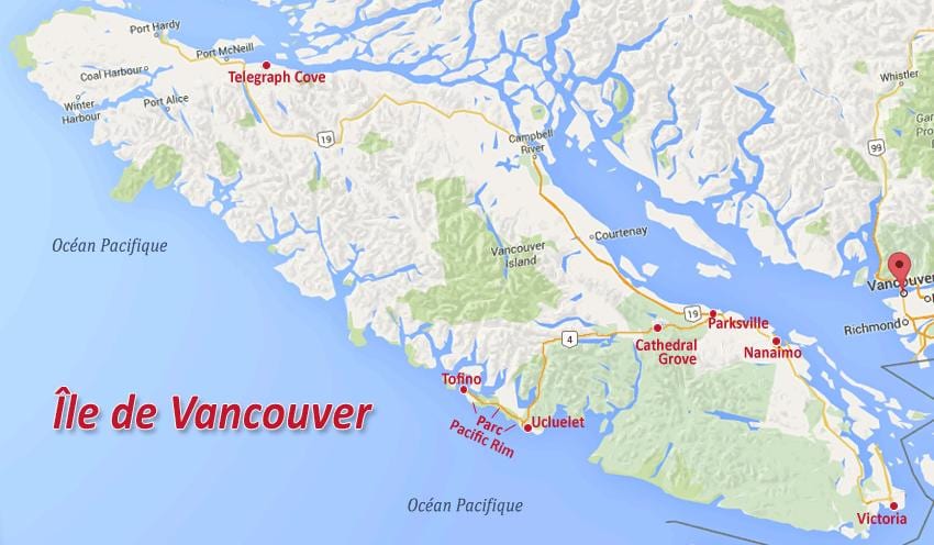 Karta över vancouver island guld hävdar 