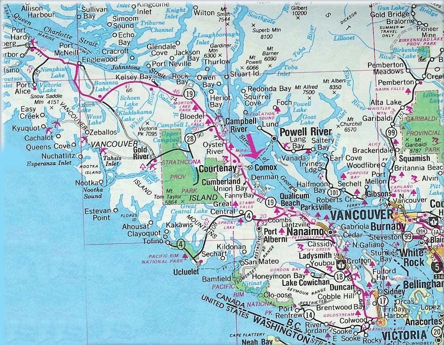 Karta över vancouver island sjöar