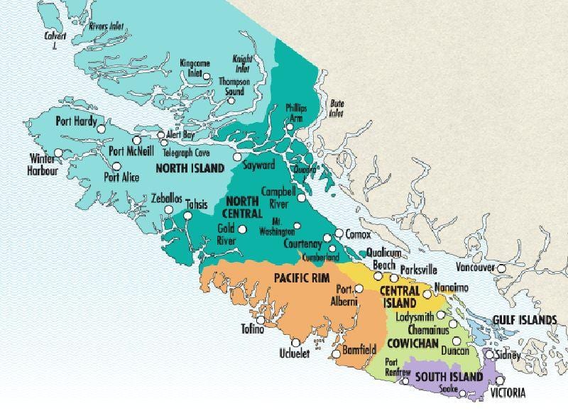 Karta över vancouver island vingårdar