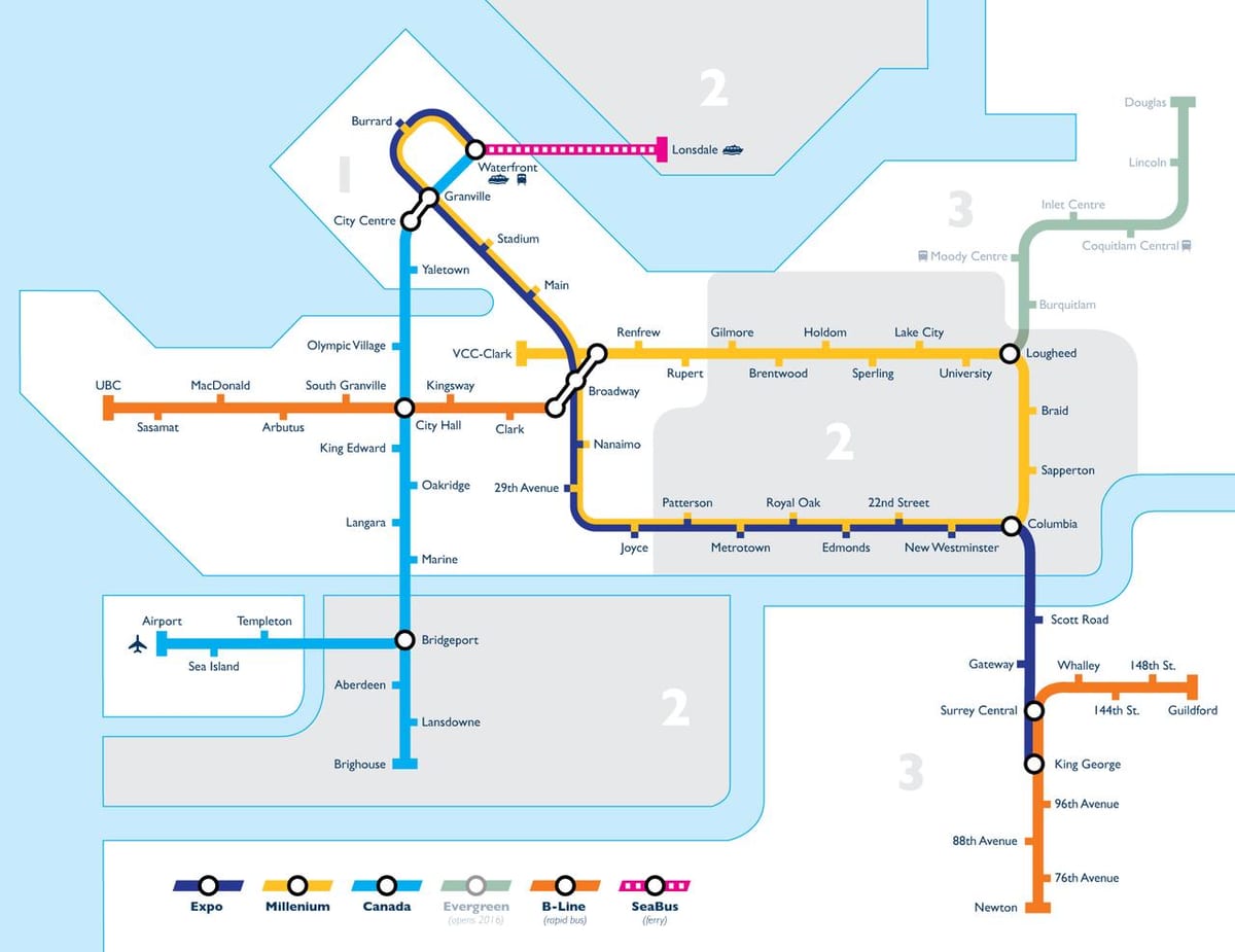 Karta över vancouver transitområde