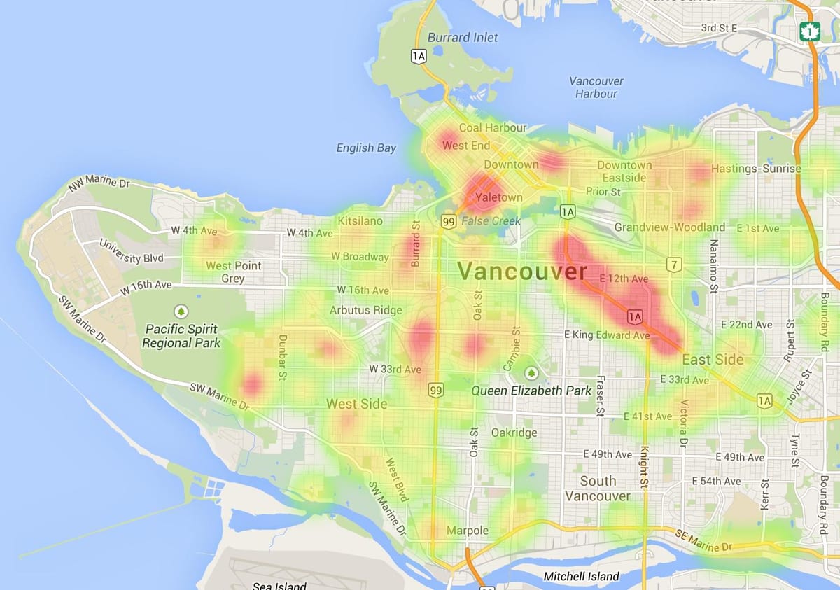 Karta över vancouver värme