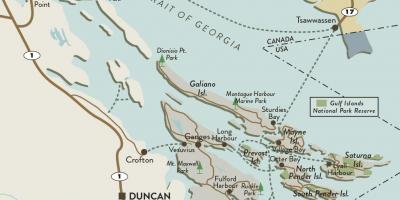 Karta över vancouver island och gulf islands