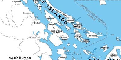 Karta över norra gulf islands 