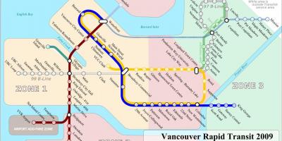 Vancouver skytrain-zon karta
