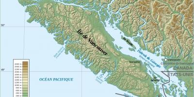 Topografisk karta över vancouver island