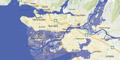 Karta över vancouver översvämning