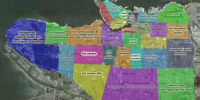 Karta över vancouver och omgivande områden