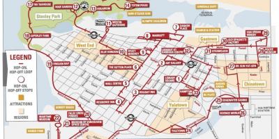 Karta över vancouver hop on hop-off trolley 