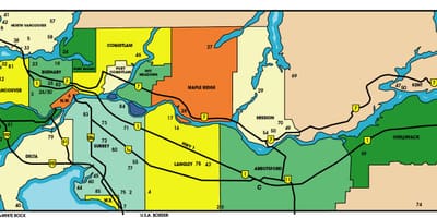 Karta över nedre fastlandet british columbia