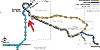 Karta över vancouver skytrain-overlay